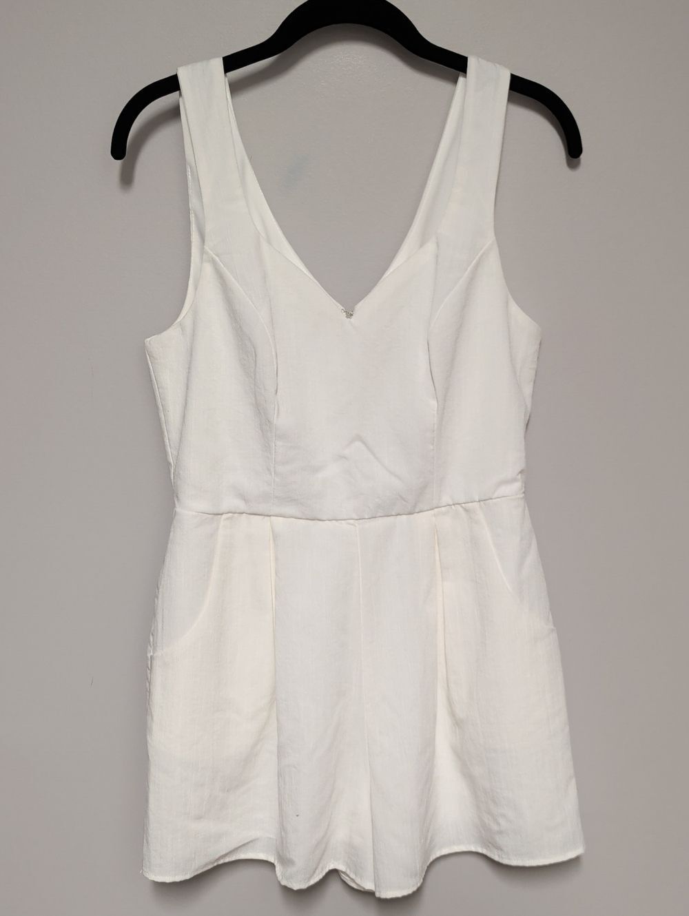 Blue Rain White Sleeveless V-Neck Romper